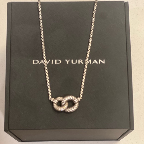 David Yurman Belmont Double Curb link with diamonds necklace - Picture 1 of 5